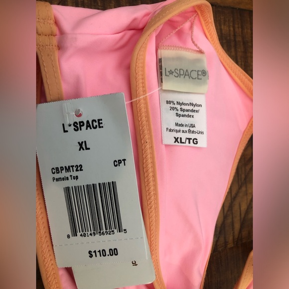 NWT L*Space Pamela Racerback Bikini Top in Crystal Pink with Contrast Binding - Picture 6 of 7